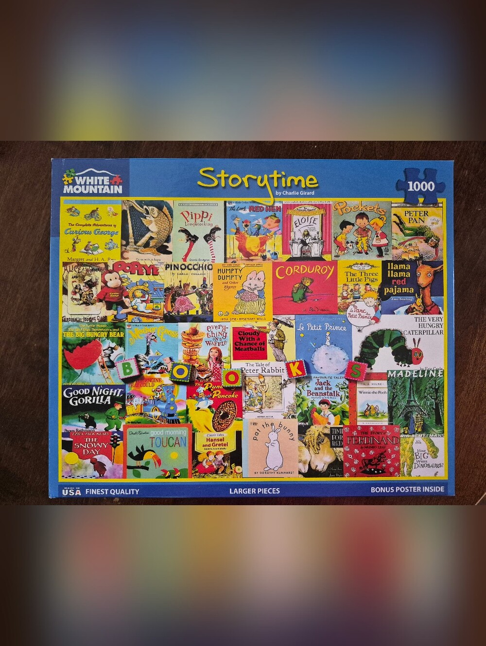 White Mountain 1000 Piece Collage Puzzle Storytime Vintage Children's Books